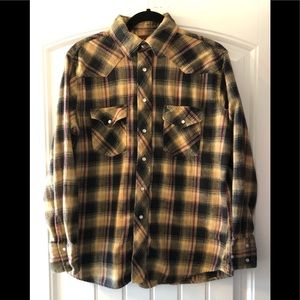Men’s Vintage Pearl Snap Western Shirt L
